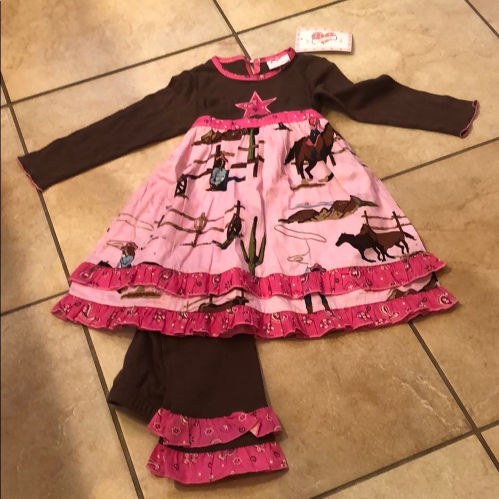 Ann Loren Cowgirl Dress and Legging Set NWT